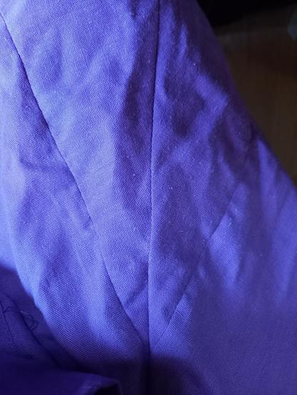 Photo shows the bottom of the skirt of the Lotta dress, where I had to piece (sew in another bit as there isn't enough if I don't) the skirt. Colour looks much bluer than in real life.