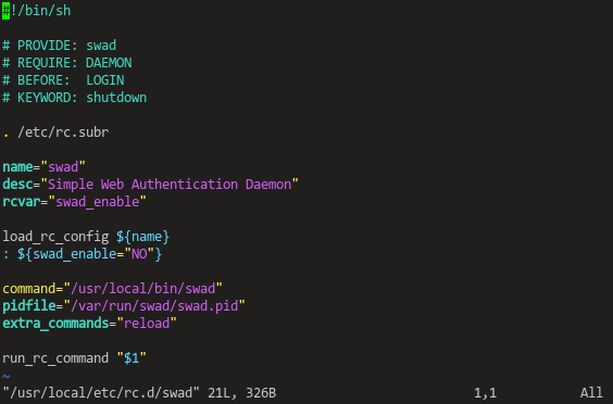 FreeBSD "init script" for swad, basically just declaring some metadata for the mewburn rc framwork.