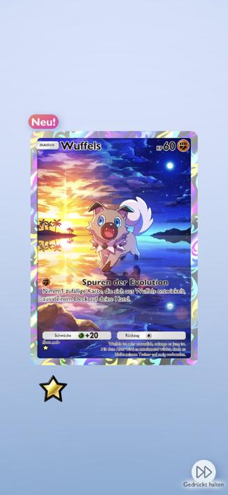 Rockruff secret rare card in the Pokémon TCG Pocket app.