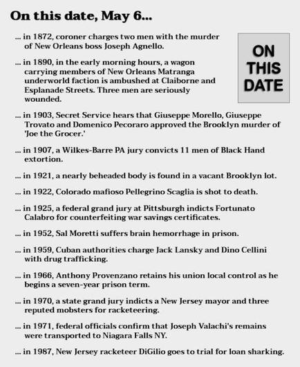 Collection of crime history items from May 6.