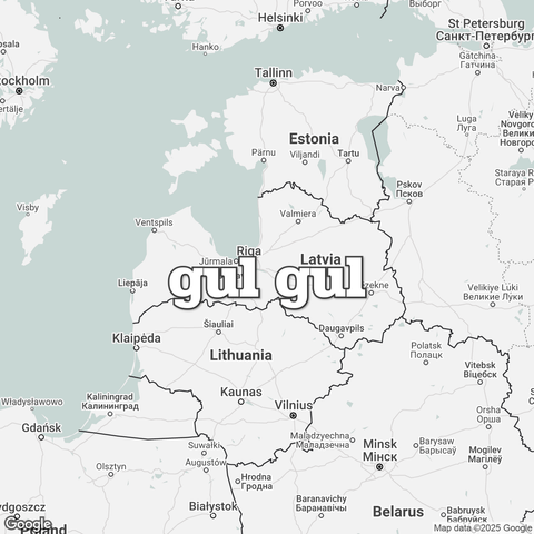 Map of Latvia overlaid with "gul gul".