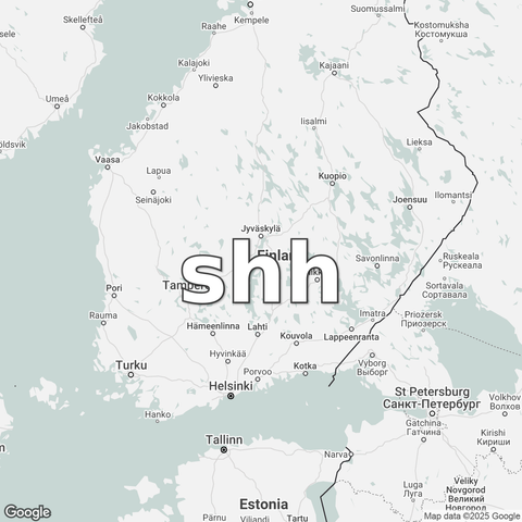 Map of Finland overlaid with "shh".