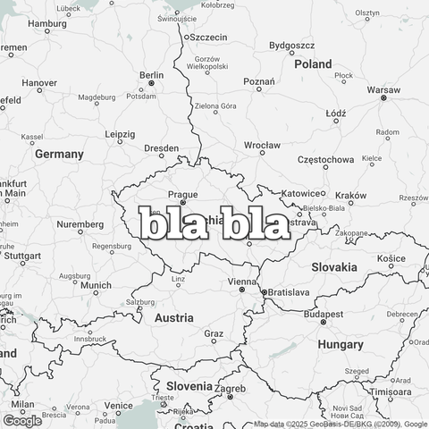 Map of Czech Republic overlaid with "bla bla".
