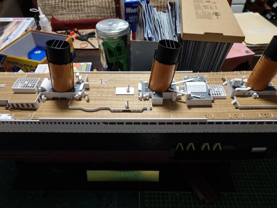 New skylights have been fitted to a model Titanic.
