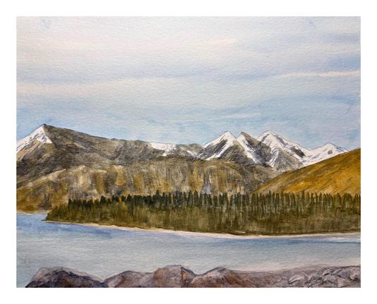 Painting of Vulcan Mountain, looking across Kluane Lake, Yukon, Canada.