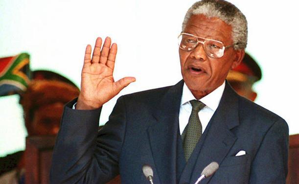 Nelson Mandela giving a speech