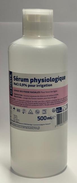Sérum physiologique 500 ml STENTIL et sérum physiologique 1litre STENTIL - STENTIL - Sérum physiologique contenants de 500 ml de marque STENTIL et Sérum physiologique contenants de 1 litre de marque STENTIL
