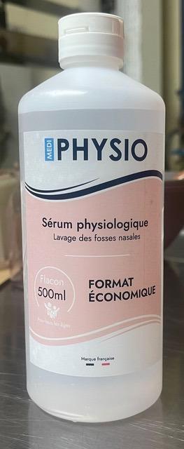 Sérum physiologique 500 ml MEDIPHYSIO - MEDIPHYSIO - Sérum physiologique contenants de 500 ml de marque MEDIPHYSIO