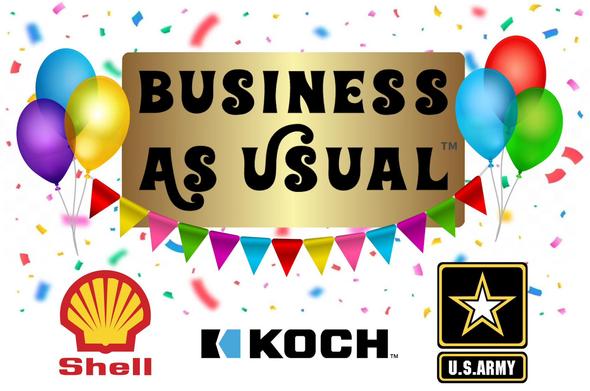 Mock promotional poster for a faux TV show called "Business As Usual" as described in post.