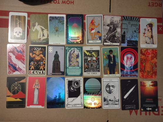 various tarot cards from various decks