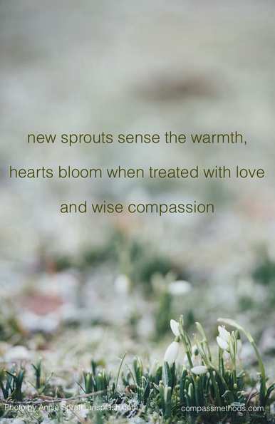 new sprouts sense the warmth, hearts bloom when treated with love and wise compassion