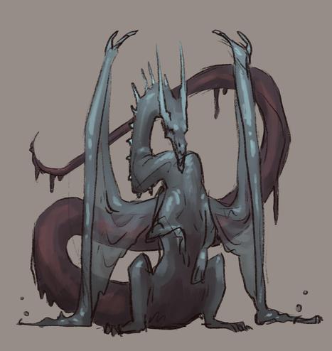 Dragon. It be droopy. Has translucent wings and a long tail.