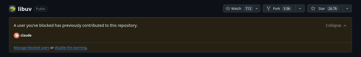 libuv has accepted contributions from claude