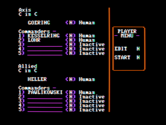 scenario options screenshot from "Case White"