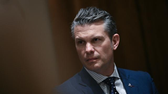 US Defense Secretary Pete Hegseth looks on before a luncheon with Italian Prime Minister Giorgia Meloni in the Cabinet Room of the White House, in Washington, DC, on April 17, 2025. Italy's Prime Minister Giorgia Meloni meets with Donald Trump Thursday in Washington, hoping a personal charm offensive can help convince the US president to cut a more favourable deal on EU tariffs. (Photo by Brendan SMIALOWSKI / AFP) (Photo by BRENDAN SMIALOWSKI/AFP via Getty Images)