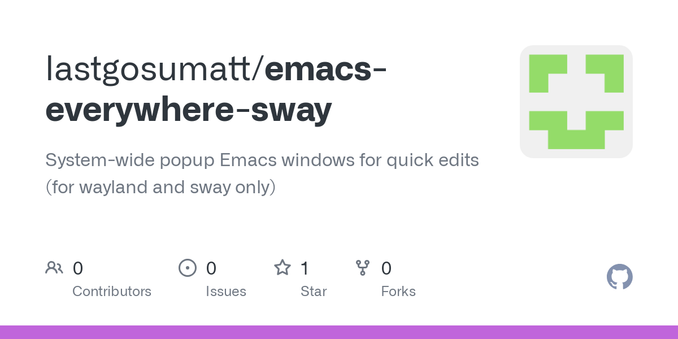System-wide popup Emacs windows for quick edits (for wayland and sway only) - lastgosumatt/emacs-everywhere-sway