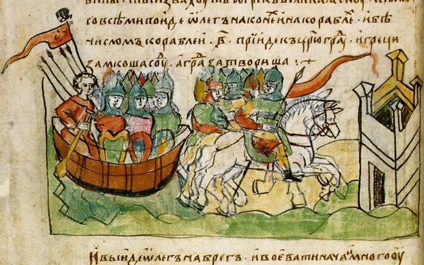 <p>Detail from the 15th-century <em>Radziwiłł Chronicle</em> depicting the viking campaign against Constantinople. Courtesy <a href="https://en.wikipedia.org/wiki/Radziwi%C5%82%C5%82_Chronicle" target="_blank" rel="noreferrer noopener">Wikipedia</a></p> <p>Detail from the 15th-century <em>Radziwiłł Chronicle</em> depicting the viking campaign against Constantinople. Courtesy <a href="https://en.wikipedia.org/wiki/Radziwi%C5%82%C5%82_Chronicle" target="_blank" rel="noreferrer noopener">Wikipedia</a></p>