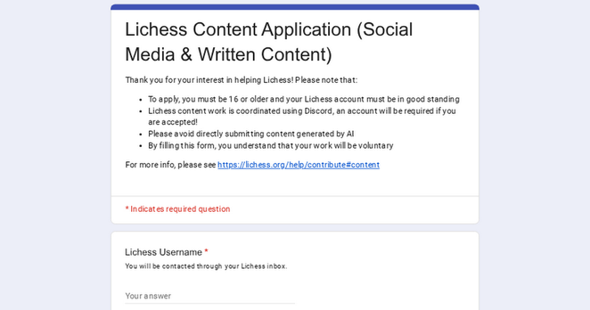 Lichess Content Application (Social Media & Written Content) - Lichess Content Application (Social Media & Written Content)