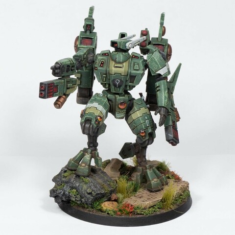 A plastic model of a smaller and less stompy robot. 