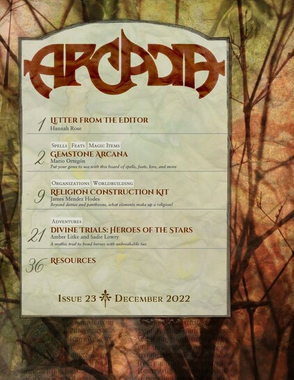 Table of contents for ARCADIA, showing the articles described in this post
