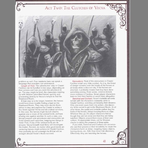 A column of hooded warriors walk behind a skeleton in a cloak and hood.