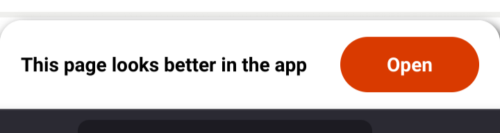 A reddit pop-up that says "This page looks better in the app."