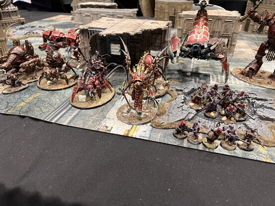 A Cogs of Vashtorr force present in our Warhammer 40K narrative event! Lots of big stompy daemon engines on parade here. 