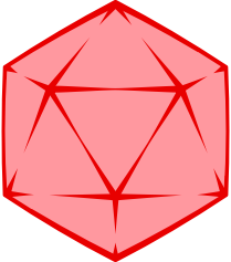 Digital drawing of a 20-sided die.