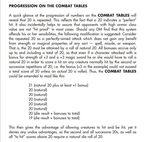 "Progression On The Combat Tables," an excerpt from Page 82 of the First Edition AD&D Dungeon Masters Guide.