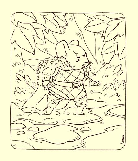 A mouse knight entering the woods