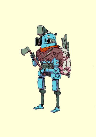 A robot with an axe