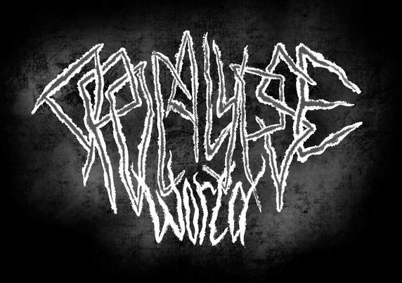 Logo for "Apocalypse World" as a metal band with scratchy long letters overlapping one-another to the point of near-illegibility
