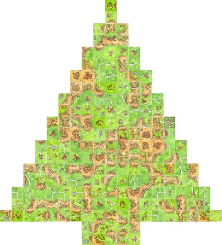 A Christmas Tree layout made from Carcassonne Tiles
