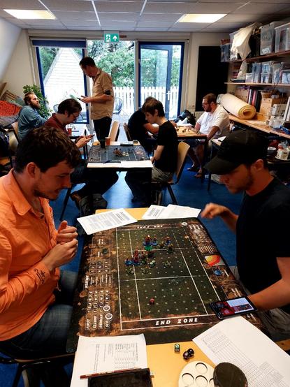 Nerds playing blood bowl