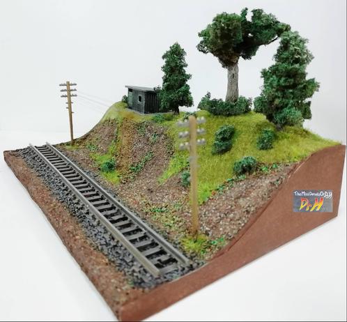 Right corner view of the N-Gauge train display base, without train.