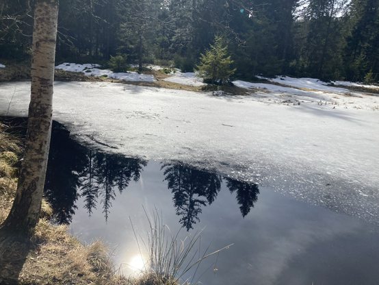 A half frozen lake