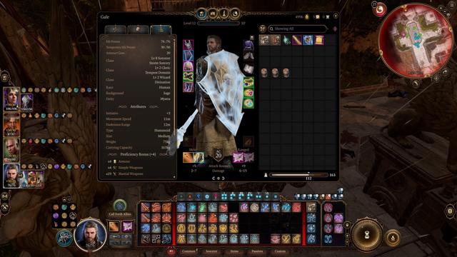 Baldur's Gate 3 screenshot.
Character stats:
Gale
Sorcerer 8 (Storm Sorcery) / Cleric 2 (Tempest domain) / Wizard 2 (Divination school)

Head: Helldusk helmet (no blinding)
Cloak: of displacement
Body: Robe of the Weave
Shield: Ketheric's
Hands: Gloves of Belligerent Skies
Feet: Disintegrating Night Walkers
Neck: Spineshudder amulet
Ring: of Mental Inhibition
Ring: of Spiteful Thunder
Melee: Markoheshkir
Ranged: Hellfire Engine Crossbow (for the Lightning arrow)

Lots of Reverbaration with a hint of Radiant Orbs, Mental inhibition, dazing and more.