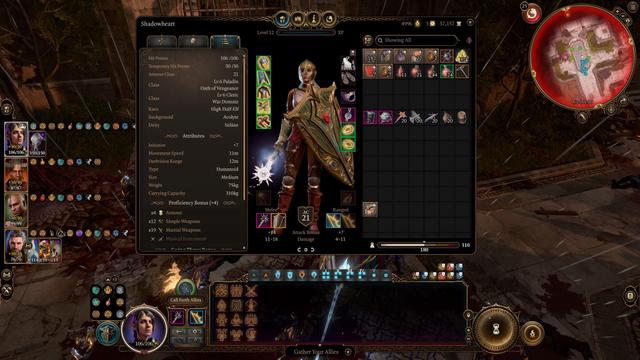 Baldur's Gate 3 screenshot.
Character stats:
Shadowheart
Paladin 6 (Oath of Vengeance) / Cleric 6 (War domain)

Head: Holy Lance helm
Cloak: Thunderskin cloak
Body: Luminous armour
Shield: Viconia's
Hands: Luminous gloves
Feet: Boots of Stormy Clamour
Neck: Amulet of the Devout
Ring: Callous glow ring
Ring: Coruscation ring
Melee: The Sacred Star 
(sometimes "Phalar Aluve" or "The Blood of Lathander")
Ranged: Titanstring bow

Lots of Radiant Orbs and Reverbaration. Drinking strength potions to hit hard (plus smites).