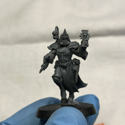 Assembled model of a Novitiates Hospitaler, unpainted grey plastic