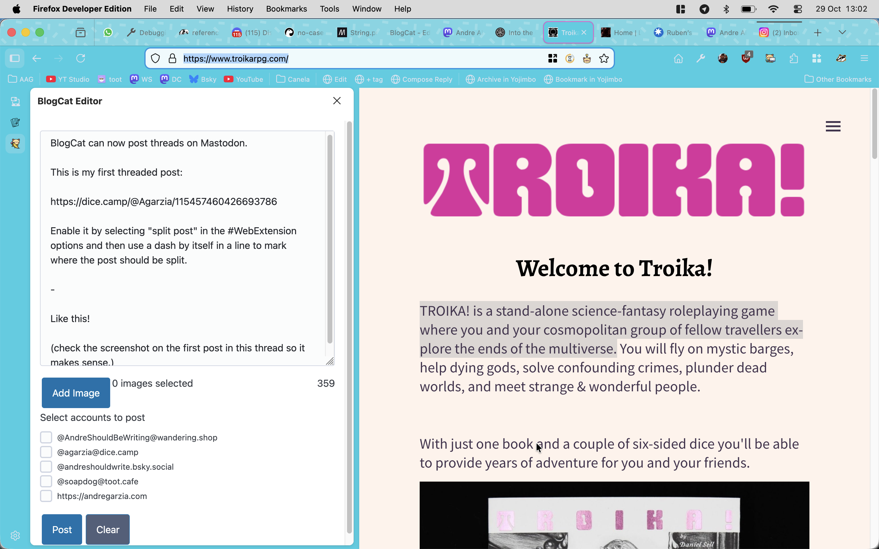screenshot of blogcat with thread spliting markers.