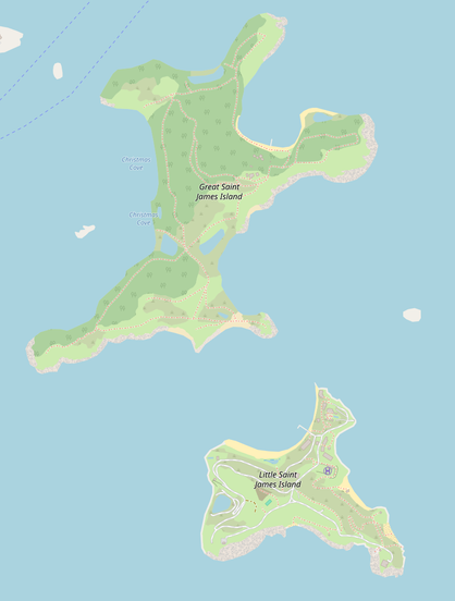 A map showing Great St James and Little St James Islands, formerly Danish territory in the (now) US Virgin Islands, that were owned by child rapist and sex trafficker Jeffrey Epstein.