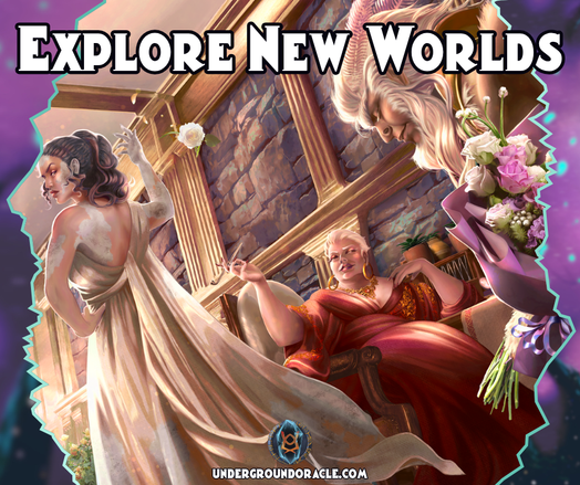 Ad card for Underground Oracle Publishing featuring art from Tasca Skelton