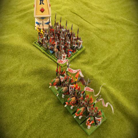 A unit of elven spearmen and cavalry arrive mid game in hopes of driving of the orcs before the defenders are overun