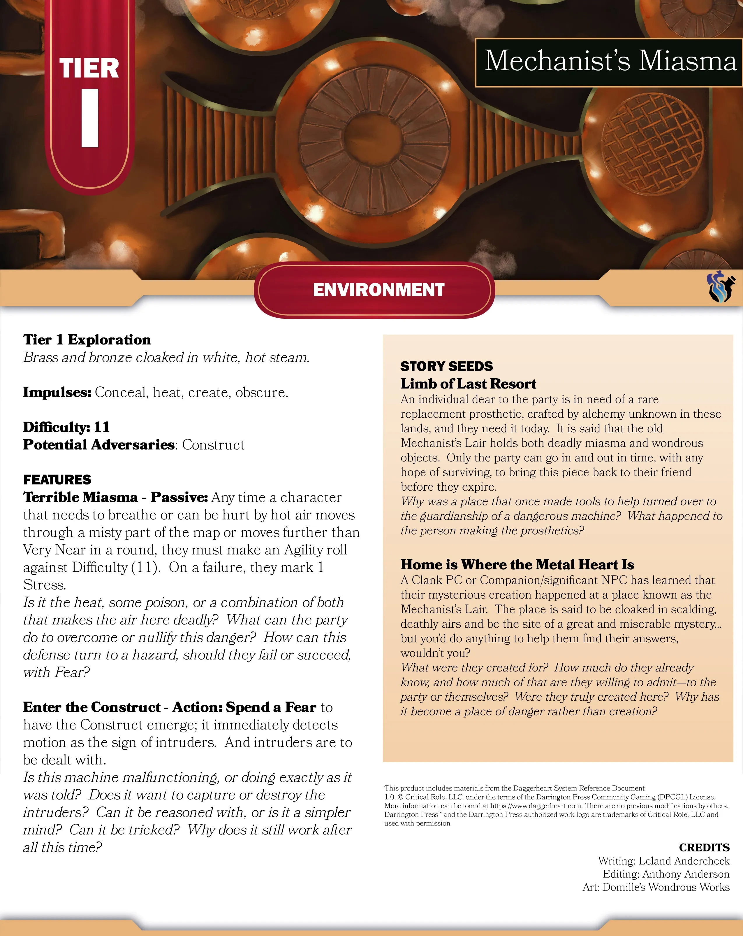 Free Daggerheart Environment Tier 1
