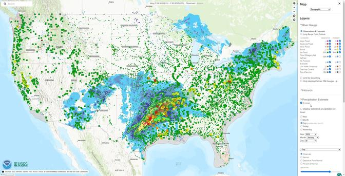 screen shot - NWM https://water.noaa.gov/map - CONUS