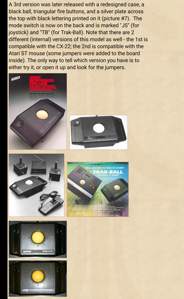 Screenshot with images and text about unreleased trackballs.