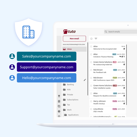 Examples of domain names you can use with Tuta Mail