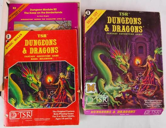 covers of the TSR Dungeons and Dragons basic set 1981