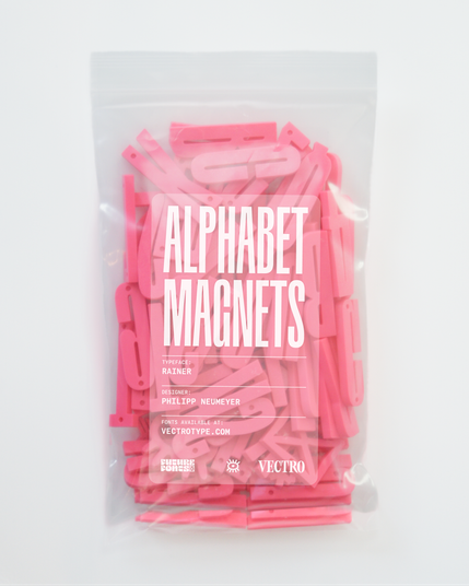 Bag of Alphabet Magnets, in the form of the Rainer typeface