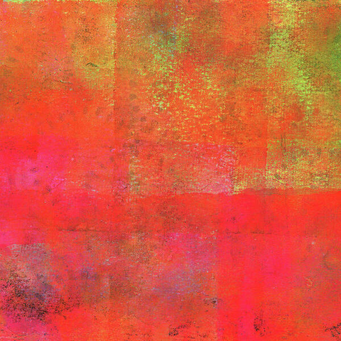Quadratischer Apfel ist ein Acrylgemälde im modernen quadratischen Format gemalt von der Künstlerin Karen Kaspar. Die warmen Farben und die Textur des Bildes erinnern an einen reifen Apfel mit roten Bäckchen.